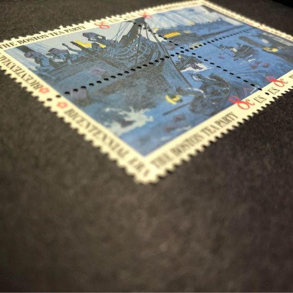 1973 Boston Tea Party 4x6 Framed Stamp Art Unused Vintage USA #FR1483. - Picture 3 of 6